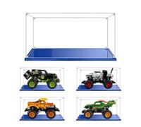 Vitrine en Acrylique Transparente Anti - poussière 25x15x15cm, Base Bleue | MADEHAY Grande Boîte de présentatio pour Lego Model série 42118 42135 42149 42150.
