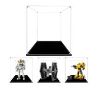 Vitrine en Acrylique Transparente Anti - poussière 25x25x30cm, Base Bleue | MADEHAY Grande Boîte de présentatio pour Lego Model série 10328 10338 31152 75211.