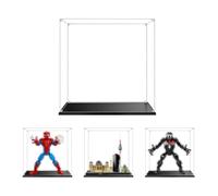 Vitrine en Acrylique Transparente Anti - poussière 30x15x30cm, Base Bleue | MADEHAY Grande Boîte de présentatio pour Lego Model série 71707 71750 71783 76225 76226 76230.