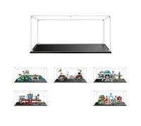 Vitrine en Acrylique Transparente Anti - poussière 45x30x20cm, Base Bleue | MADEHAY Grande Boîte de présentatio pour Lego Model série 21136 42182 60350 76175 75179.