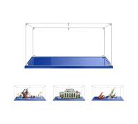 Vitrine en Acrylique Transparente Anti - poussière 55x30x25cm, Base Bleue | MADEHAY Grande Boîte de présentatio pour Lego Model série 21353 41164 71748.
