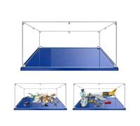 Vitrine en Acrylique Transparente Anti - poussière 60x50x25cm, Base Bleue | MADEHAY Grande Boîte de présentatio pour Lego Model série 60262 70146 70679.