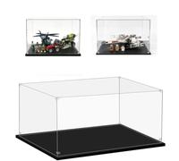 Vitrine en Acrylique Transparente pour Lego Figurines d'action,Vitrine Voiture Miniature pour Moto Figurines Jouets Objets de Collection (Base Noire, 35x35x20CM)