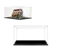 Vitrine en Acrylique Transparente pour Lego Figurines d'action,Vitrine Voiture Miniature pour Moto Figurines Jouets Objets de Collection (Base Noire, 40x30x30CM)