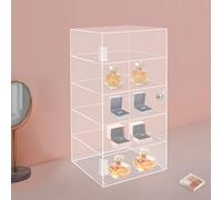 Vitrine en acrylique verrouillable à 5 niveaux - Vitrine transparente - Boîte de rangement moderne avec serrure - Armoire de rangement multifonctionnelle pour la maison, la salle de bain, le magasin