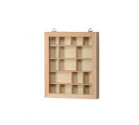 Vitrine en bois avec 17 cases