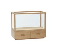 Vitrine en bois clair et verre beige, vitrée, avec rangement, droite - Hübsch, Spectacle - 50x24x42 cm