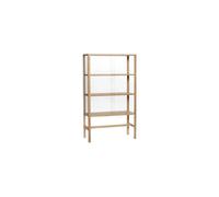 Vitrine en bois et verre clair beige, étagères réglables, éclairage intégré, haut - Hübsch, Museum - 80x35x138 cm