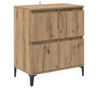 Vitrine en bois fabriquée en chêne avec pieds en fer, 60 x 35 x 70 cm | Style rustique, portes battantes, rangement polyvalent, nettoyage facile, idéal pour salle à manger ou salon