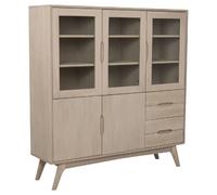 Toilinux - Vitrine en MDF avec 3 portes vitrées, 2 portes pleines et 4 tiroirs - Beige