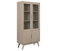 Vitrine en MDF et verre 4 portes et 4 étagères - Beige