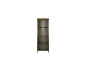 Vitrine en métal doré, 2 portes vitrées, 3 étagères, fermeture magnétique - Dutchbone, Gertlush - 64x42x184 cm