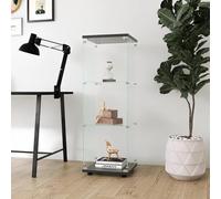 Vitrine en Verre 125cm - Armoire de Collection Moderne avec 1 Porte et Serrure, 3 Couches, Meuble de Rangement Debout pour Salon, Chambre à Coucher, Bureau, Noir
