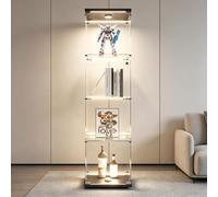 Vitrine en Verre à 4 Couches pour Collection avec LED, Vitrine Moderne avec 4 Étagères et 1 Porte, Armoire de Collection Verticale pour Collection Sur Pied Vitrine Murale enVerre (Noir-2B, 43x37x164)
