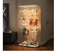 Vitrine en Verre, Armoire de Collection Moderne en Verre à 4 Couches avec 2 Portes,Verre Trempé Vitrine,80.5×36.5×166cm,Blanc