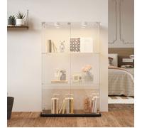 Vitrine en Verre avec Éclairage LED, Vitrine Armoire avec 2 Portes 3 Étagères, Vitrine en Verre pour Salon,Serrure de Sécurité,Noir