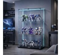 Vitrine en Verre avec LED, 2 Portes à Serrure et 3 Étagères, 123x78.5x35 cm, Noir