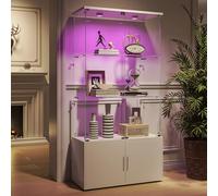 Vitrine en Verre avec Led,Armoire Vitrine Pour Collection avec 4 Porte 3 étagères Transparent,Meuble bas en bois,Meuble VITRINES Verre,Miroir Vitrines De Figurine Armoire (4 étages 4 Porte+LED-2)