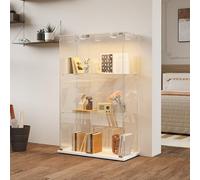 Vitrine en verre avec présentoir, Vitrine en verre debout avec LED, 3 couches de verre en bois, Vitrine en verre avec 2 portes et serrure, Vitrine en verre de présentation, Vitrine pour collectionneur
