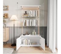 Vitrine en Verre avec Télécommande & Meuble de Rangement - 3 Étages - Verre Trempé Blanc Moderne Convient aux Salons