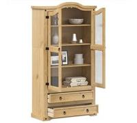 Vitrine en verre Corona 99x43x187 cm bois massif de pin Marron G