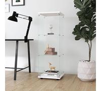 Vitrine en verre debout 46 x 36 x 125 cm, vitrine à 3 couches, moderne, en verre, pour objets de collection, livres, vin, blanc, 42 x 36 x 125 cm