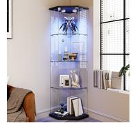 Vitrine en verre - LUMINARIX - LUMINARIX - Pentagonale d'angle - LED réglable - 1 porte 4 étagères 60x40x162 cm