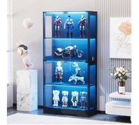 Vitrine en verre - Modèle 4 étagères - Portes vitrées - Éclairage LED intelligent - 80x35x165 cm