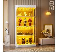 Vitrine en Verre pour Collection LED, Portes Push-to-Open, USB C/A, Meuble Armoire 165 cm pour Chambre, Étagères Exposition Figurine