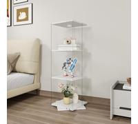 Vitrine en verre sur pied avec éclairage LED, pivotante à 360° pour objets de collection, 3 niveaux, 3 niveaux, vitrine en verre transparent, avec porte, pour salon, bar
