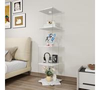 Vitrine en verre sur pied avec éclairage LED - Rotation à 360° - Pour objets de collection - 160 x 38 x 38 cm - 4 niveaux - Vitrine en verre transparent avec porte - Pour salon, bar