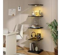 Vitrine en verre sur pied avec éclairage LED - Rotation à 360° - Pour objets de collection - 160 x 38 x 38 cm - 4 niveaux - Vitrine en verre transparent avec porte - Pour salon, bar