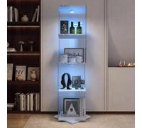Vitrine en verre sur pied avec LED, design rotatif à 360 degrés, 4 étages