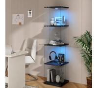 Vitrine en verre sur pied avec LED, design rotatif à 360 degrés, 4 étages