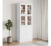 Vitrine en verre - vidaXL - ALTA - Bois de pin massif - Blanc - 77x35x186,5 cm