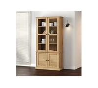 vidaXL Vitrine en verre Vigo – Bois massif de pin 85x35x170 cm, portes vitrées
