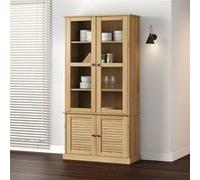 vidaXL Vitrine en verre Vigo – Bois massif de pin 85x35x170 cm, portes vitrées