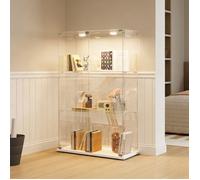 Vitrine en Verre - Vitrine avec Lumières LED - 3 étages et 2 portes - Verre Trempé - Portant 6 kg par Couche - 78x35x123cm - Blanc