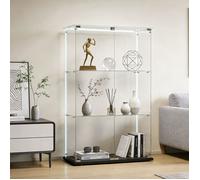 Vitrine en Verre - Vitrine avec Lumières LED - 3 étages et 2 portes - Verre Trempé - Portant 6 kg par Couche - 78x35x123cm - Noir