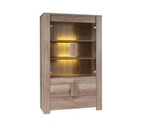 Vitrine FARRA - 4 portes avec LED - Chêne dab canyon - 120 x 195 x 47 cm