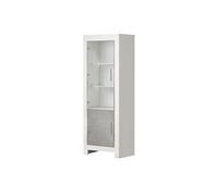 Vitrine Gauche Laquée Blanc Brillant et Gris Marbré avec Leds - DENAE -
