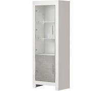 Vitrine Gauche Laquée Blanc Brillant et Gris Marbré avec Leds - DENAE - ALTOBUY Gris G