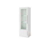 Vitrine Gauche Laquée Blanc Poignées Métal avec Leds - CLARK -