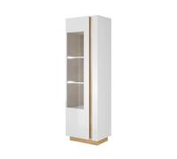 Vitrine haute, blanc + blanc brillant + chêne Grandson, 60 x 193,5 x 40 cm