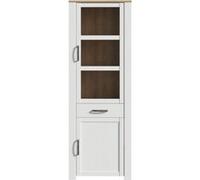 Vitrine haute BOHOL Blanche - 2 portes dont 1 vitrée + 1 tiroir - L 71,7 x P 42 x H 205,4 cm
