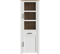 Vitrine haute BOHOL Blanche - 2 portes dont 1 vitrée + 1 tiroir - L 71,7 x P 42 x H 205,4 cm