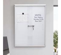 Vitrine HWC-Q50, tableau magnétique, tableau blanc, tableau d'affichage, en aluminium, verrouillable, accessoires inclus, 96 x 66 x 9 cm