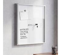 Vitrine HWC-Q50, tableau magnétique, tableau blanc, tableau d'affichage, en aluminium, verrouillable, accessoires inclus, 66 x 47 x 9 cm