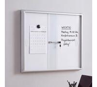 Vitrine HWC-Q50, tableau magnétique, tableau blanc, tableau d'affichage, en aluminium, verrouillable, accessoires inclus, 67 x 68 x 9 cm