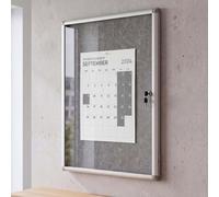 Vitrine HWC-Q51, tableau d'affichage avec surface en feutre, en aluminium, verrouillable, accessoires inclus, 95 x 68 x 7 cm ~ gris